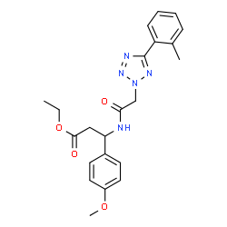 ChemSpider 2D Image | Ethyl 3-(4-methoxyphenyl)-3-({[5-(2-methylphenyl)-2H-tetrazol-2-yl]acetyl}amino)propanoate | C22H25N5O4