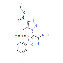 ChemSpider 2D Image | Ethyl 1-(4-amino-1,2,5-oxadiazol-3-yl)-5-{[(4-chlorophenyl)sulfonyl]methyl}-1H-1,2,3-triazole-4-carboxylate | C14H13ClN6O5S