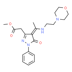 ChemSpider 2D Image | Methyl [(4Z)-4-(1-{[2-(4-morpholinyl)ethyl]amino}ethylidene)-5-oxo-1-phenyl-4,5-dihydro-1H-pyrazol-3-yl]acetate | C20H26N4O4