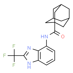 ChemSpider 2D Image | N-[2-(Trifluoromethyl)-1H-benzimidazol-4-yl]-1-adamantanecarboxamide | C19H20F3N3O