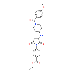 ChemSpider 2D Image | Ethyl 4-(3-{[1-(4-methoxybenzoyl)-4-piperidinyl]amino}-2,5-dioxo-1-pyrrolidinyl)benzoate | C26H29N3O6