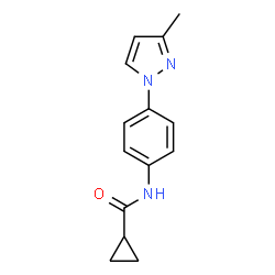 ChemSpider 2D Image | N-[4-(3-Methyl-1H-pyrazol-1-yl)phenyl]cyclopropanecarboxamide | C14H15N3O