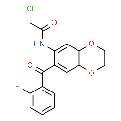 ChemSpider 2D Image | 2-Chloro-N-[7-(2-fluorobenzoyl)-2,3-dihydro-1,4-benzodioxin-6-yl]acetamide | C17H13ClFNO4