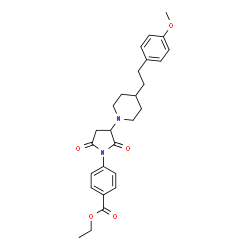 ChemSpider 2D Image | Ethyl 4-(3-{4-[2-(4-methoxyphenyl)ethyl]-1-piperidinyl}-2,5-dioxo-1-pyrrolidinyl)benzoate | C27H32N2O5