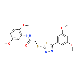 ChemSpider 2D Image | N-(2,5-Dimethoxyphenyl)-2-{[5-(3,5-dimethoxyphenyl)-1,3,4-thiadiazol-2-yl]sulfanyl}acetamide | C20H21N3O5S2