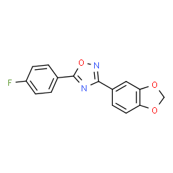 ChemSpider 2D Image | 3-(1,3-Benzodioxol-5-yl)-5-(4-fluorophenyl)-1,2,4-oxadiazole | C15H9FN2O3