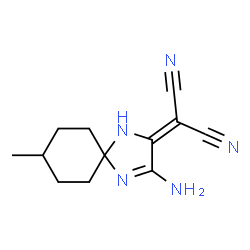 ChemSpider 2D Image | (3-Amino-8-methyl-1,4-diazaspiro[4.5]dec-3-en-2-ylidene)malononitrile | C12H15N5