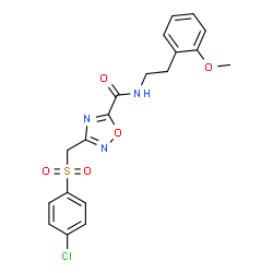 ChemSpider 2D Image | 3-{[(4-Chlorophenyl)sulfonyl]methyl}-N-[2-(2-methoxyphenyl)ethyl]-1,2,4-oxadiazole-5-carboxamide | C19H18ClN3O5S