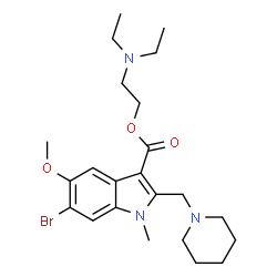ChemSpider 2D Image | 2-(Diethylamino)ethyl 6-bromo-5-methoxy-1-methyl-2-(1-piperidinylmethyl)-1H-indole-3-carboxylate | C23H34BrN3O3