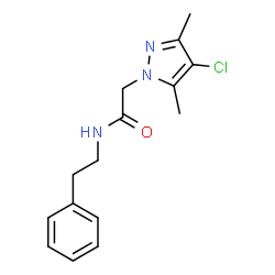 ChemSpider 2D Image | 2-(4-Chloro-3,5-dimethyl-1H-pyrazol-1-yl)-N-(2-phenylethyl)acetamide | C15H18ClN3O