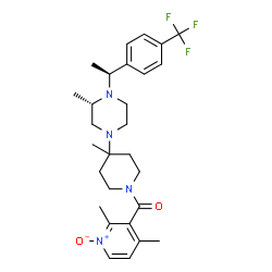 ChemSpider 2D Image | (2,4-Dimethyl-1-oxido-3-pyridinyl){4-methyl-4-[(3S)-3-methyl-4-{(1S)-1-[4-(trifluoromethyl)phenyl]ethyl}-1-piperazinyl]-1-piperidinyl}methanone | C28H37F3N4O2