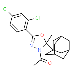 ChemSpider 2D Image | 1-[2-(Adamantan-1-yl)-5-(2,4-dichlorophenyl)-2-methyl-1,3,4-oxadiazol-3(2H)-yl]ethanone | C21H24Cl2N2O2