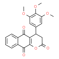ChemSpider 2D Image | 4-(3,4,5-Trimethoxyphenyl)-3,4-dihydro-2H-benzo[g]chromene-2,5,10-trione | C22H18O7