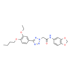 ChemSpider 2D Image | N-(1,3-Benzodioxol-5-yl)-2-[5-(4-butoxy-3-ethoxyphenyl)-2H-tetrazol-2-yl]acetamide | C22H25N5O5