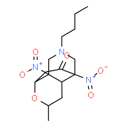 ChemSpider 2D Image | 11-Butyl-6-methyl-1,9-dinitro-5-oxa-11-azatricyclo[6.4.0.0~4,9~]dodecan-2-one | C15H23N3O6