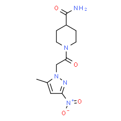 ChemSpider 2D Image | 1-[(5-Methyl-3-nitro-1H-pyrazol-1-yl)acetyl]-4-piperidinecarboxamide | C12H17N5O4