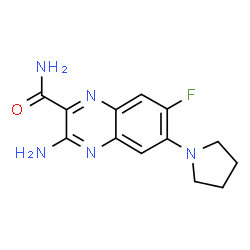 ChemSpider 2D Image | 3-Amino-7-fluoro-6-(1-pyrrolidinyl)-2-quinoxalinecarboxamide | C13H14FN5O