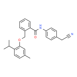 ChemSpider 2D Image | N-[4-(Cyanomethyl)phenyl]-2-[(2-isopropyl-5-methylphenoxy)methyl]benzamide | C26H26N2O2