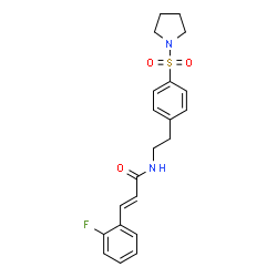 ChemSpider 2D Image | (2E)-3-(2-Fluorophenyl)-N-{2-[4-(1-pyrrolidinylsulfonyl)phenyl]ethyl}acrylamide | C21H23FN2O3S