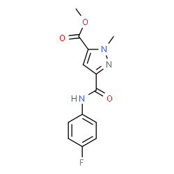 ChemSpider 2D Image | Methyl 3-[(4-fluorophenyl)carbamoyl]-1-methyl-1H-pyrazole-5-carboxylate | C13H12FN3O3