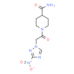 ChemSpider 2D Image | 1-[(3-Nitro-1H-1,2,4-triazol-1-yl)acetyl]-4-piperidinecarboxamide | C10H14N6O4