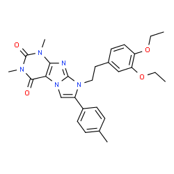 ChemSpider 2D Image | 8-[2-(3,4-Diethoxyphenyl)ethyl]-1,3-dimethyl-7-(4-methylphenyl)-1H-imidazo[2,1-f]purine-2,4(3H,8H)-dione | C28H31N5O4