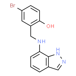ChemSpider 2D Image | 4-Bromo-2-[(1H-indazol-7-ylamino)methyl]phenol | C14H12BrN3O