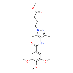 ChemSpider 2D Image | Methyl 4-{3,5-dimethyl-4-[(3,4,5-trimethoxybenzoyl)amino]-1H-pyrazol-1-yl}butanoate | C20H27N3O6