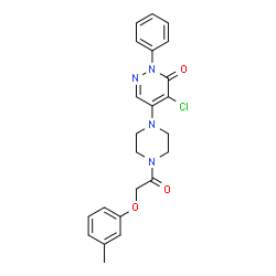 ChemSpider 2D Image | 4-Chloro-5-{4-[(3-methylphenoxy)acetyl]-1-piperazinyl}-2-phenyl-3(2H)-pyridazinone | C23H23ClN4O3