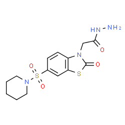 ChemSpider 2D Image | 2-[2-Oxo-6-(1-piperidinylsulfonyl)-1,3-benzothiazol-3(2H)-yl]acetohydrazide | C14H18N4O4S2