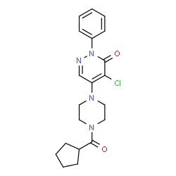 ChemSpider 2D Image | 4-Chloro-5-(4-cyclopentanecarbonyl-piperazin-1-yl)-2-phenyl-2H-pyridazin-3-one | C20H23ClN4O2