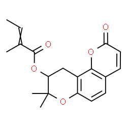 ChemSpider 2D Image | 8,8-Dimethyl-2-oxo-9,10-dihydro-2H,8H-pyrano[2,3-f]chromen-9-yl 2-methyl-2-butenoate | C19H20O5