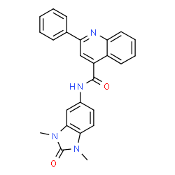 ChemSpider 2D Image | N-(1,3-Dimethyl-2-oxo-2,3-dihydro-1H-benzimidazol-5-yl)-2-phenyl-4-quinolinecarboxamide | C25H20N4O2