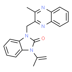 ChemSpider 2D Image | 1-Isopropenyl-3-[(3-methyl-2-quinoxalinyl)methyl]-1,3-dihydro-2H-benzimidazol-2-one | C20H18N4O