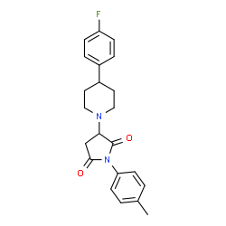 ChemSpider 2D Image | 3-[4-(4-Fluorophenyl)-1-piperidinyl]-1-(4-methylphenyl)-2,5-pyrrolidinedione | C22H23FN2O2