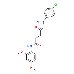 ChemSpider 2D Image | 3-[3-(4-Chlorophenyl)-1,2,4-oxadiazol-5-yl]-N-(2,4-dimethoxyphenyl)propanamide | C19H18ClN3O4