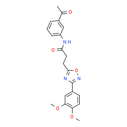 ChemSpider 2D Image | N-(3-Acetylphenyl)-3-[3-(3,4-dimethoxyphenyl)-1,2,4-oxadiazol-5-yl]propanamide | C21H21N3O5