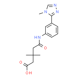 ChemSpider 2D Image | 3,3-Dimethyl-5-{[3-(4-methyl-4H-1,2,4-triazol-3-yl)phenyl]amino}-5-oxopentanoic acid | C16H20N4O3