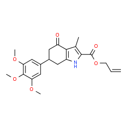 ChemSpider 2D Image | Allyl 3-methyl-4-oxo-6-(3,4,5-trimethoxyphenyl)-4,5,6,7-tetrahydro-1H-indole-2-carboxylate | C22H25NO6