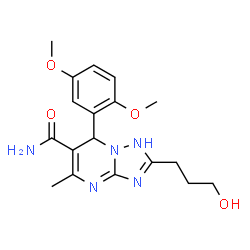 ChemSpider 2D Image | 7-(2,5-Dimethoxyphenyl)-2-(3-hydroxypropyl)-5-methyl-1,7-dihydro[1,2,4]triazolo[1,5-a]pyrimidine-6-carboxamide | C18H23N5O4