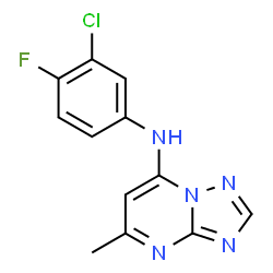 ChemSpider 2D Image | N-(3-Chloro-4-fluorophenyl)-5-methyl[1,2,4]triazolo[1,5-a]pyrimidin-7-amine | C12H9ClFN5
