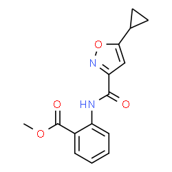 ChemSpider 2D Image | Methyl 2-{[(5-cyclopropyl-1,2-oxazol-3-yl)carbonyl]amino}benzoate | C15H14N2O4