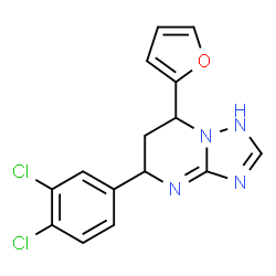ChemSpider 2D Image | 5-(3,4-Dichlorophenyl)-7-(2-furyl)-1,5,6,7-tetrahydro[1,2,4]triazolo[1,5-a]pyrimidine | C15H12Cl2N4O