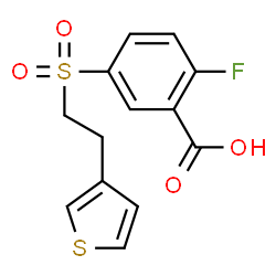 ChemSpider 2D Image | 2-Fluoro-5-{[2-(3-thienyl)ethyl]sulfonyl}benzoic acid | C13H11FO4S2