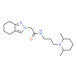ChemSpider 2D Image | N-[3-(2,6-Dimethyl-1-piperidinyl)propyl]-2-(4,5,6,7-tetrahydro-2H-indazol-2-yl)acetamide | C19H32N4O
