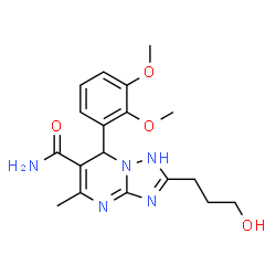 ChemSpider 2D Image | 7-(2,3-Dimethoxyphenyl)-2-(3-hydroxypropyl)-5-methyl-1,7-dihydro[1,2,4]triazolo[1,5-a]pyrimidine-6-carboxamide | C18H23N5O4