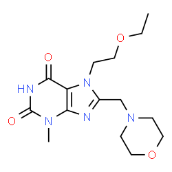ChemSpider 2D Image | 7-(2-Ethoxyethyl)-3-methyl-8-(4-morpholinylmethyl)-3,7-dihydro-1H-purine-2,6-dione | C15H23N5O4