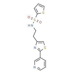 ChemSpider 2D Image | N-{2-[2-(3-Pyridinyl)-1,3-thiazol-4-yl]ethyl}-2-thiophenesulfonamide | C14H13N3O2S3