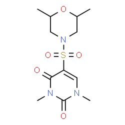 ChemSpider 2D Image | 5-[(2,6-Dimethyl-4-morpholinyl)sulfonyl]-1,3-dimethyl-2,4(1H,3H)-pyrimidinedione | C12H19N3O5S