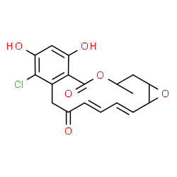ChemSpider 2D Image | (2E,4E)-8-Chloro-9,11-dihydroxy-14-methyl-1a,14,15,15a-tetrahydro-6H-oxireno[e][2]benzoxacyclotetradecine-6,12(7H)-dione | C18H17ClO6